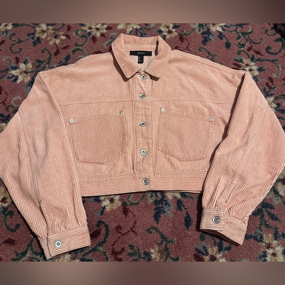 Forever 21 Blush Pink Cropped Corduroy Jacket